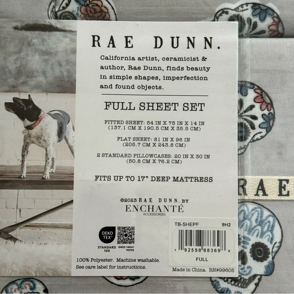 Rae Dunn Full Sheet Set Sugar Skull Day‎ of the Dead Halloween